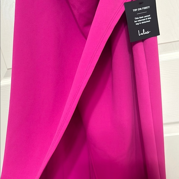 Lulu's Hot Pink Maxi Dress with Spaghetti Straps, Formal, Wedding or Prom - Picture 14 of 16